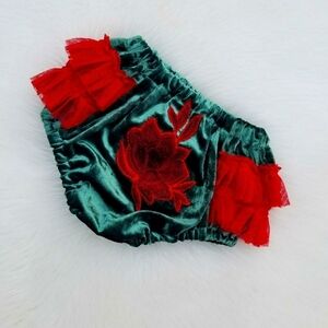 Velvet baby bloomers 6-9 month royal green